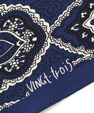 23区 オーナメントプリント スカーフ ネイビープリント