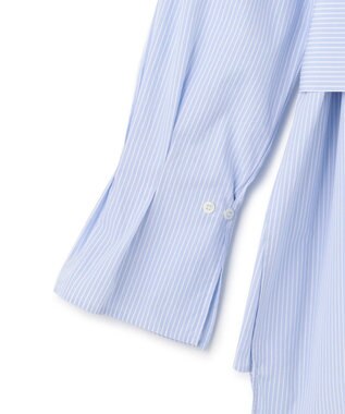 23区 L CANCLINI スキッパーベルト付き ブラウス サックスストライプ