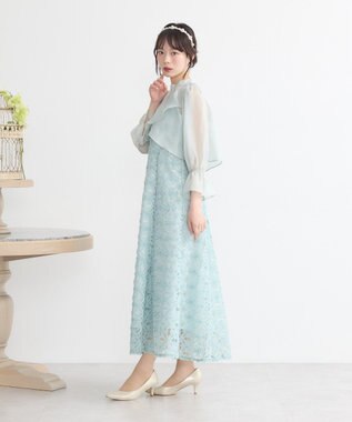 earth music&ecology SET2点シアーブラウス＋3Dレースワンピース ミント