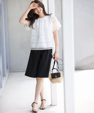 組曲 【WEB限定】オシャクロスキュロットパンツ ブラック系