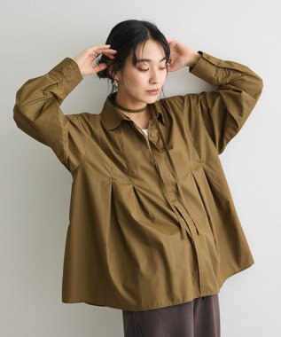 CRAFT STANDARD BOUTIQUE タイ付きタックシャツチュニック Khaki