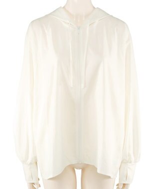 San-ai Resort（三愛水着楽園） 【UPF50+UVカット率最高指数】水陸両用指穴付き　ゆるっと着れるふんわりシルエットパーカーM・L【Big Apple's（ビッグアップルズ）】 ホワイト