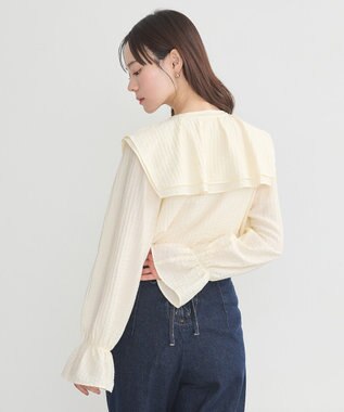 earth music&ecology ２ＷＡＹスクエアラッフルカラーブラウス Yellow