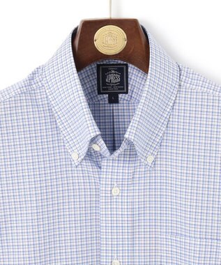 J.PRESS MEN 【EXTRA COMFORT / 形態安定・ストレッチ・抗菌防臭・速乾】ピンオックス ファンシーチェック 半袖シャツ/B.D. サックスブルー系3
