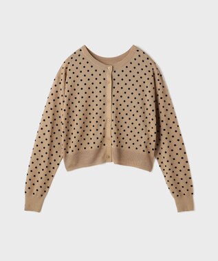 GRACE CONTINENTAL ドットフロッキーニットカーディガン ゴールド