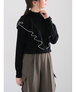 Te chichi ラッフルフリルニット ブラック