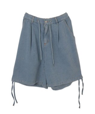 WEGO ドロストワイドルーズハーフパンツ デニム淡色