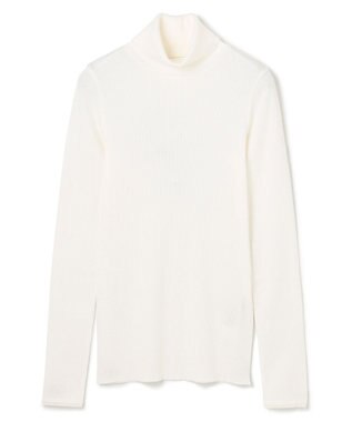 BEIGE， 【BEIGE,ecru/WEB限定・洗える】RIB TOPS /  コットンシルクハイネックトップス White