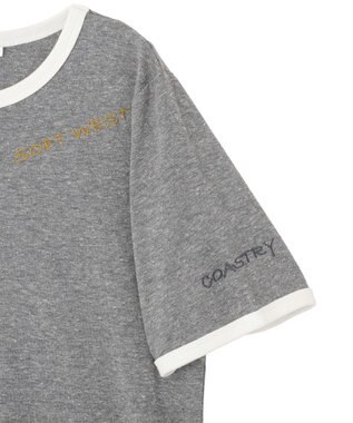 AMERICAN HOLIC ランダムロゴ刺繍リンガーTシャツ Charcoal Gray