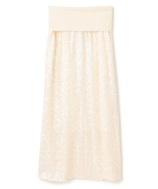 BEIGE， 【洗える】ALYSSUME / スパンコールストレッチニットスカート Ecru