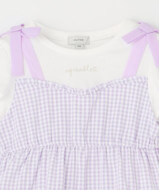 ANY KIDS サッカー ギンガム ワンピース ラベンダー系