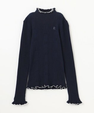 組曲 KIDS 【150-160㎝】リブニット ネイビー×オフ系