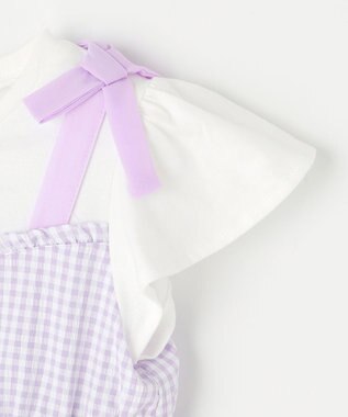 ANY KIDS サッカー ギンガム ワンピース ラベンダー系