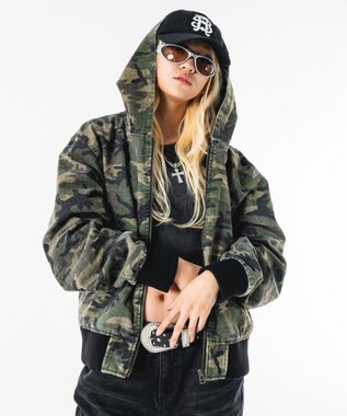 WEGO 【ユニセックス着用ITEM】リップストップフードブルゾン 柄1