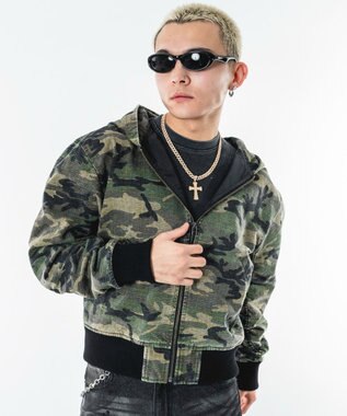 WEGO 【ユニセックス着用ITEM】リップストップフードブルゾン 柄1