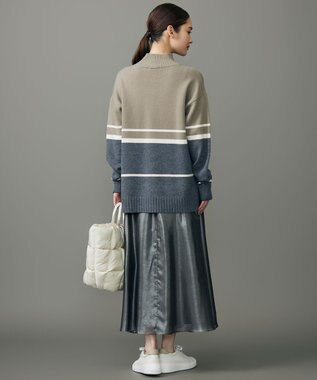 自由区 ウールカシミヤブレンドハイネック ニット マルチボーダー