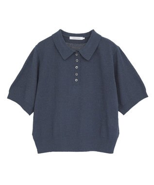 AMERICAN HOLIC ブークレ半袖ニットトップス Navy