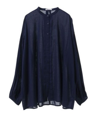 CRAFT STANDARD BOUTIQUE インド綿混パフスリーブシャツ Navy