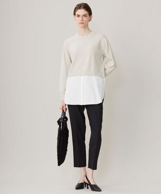 ICB L 【WEB&一部店舗限定カラーあり】クロスコンビ ニットプルオーバー トープ系