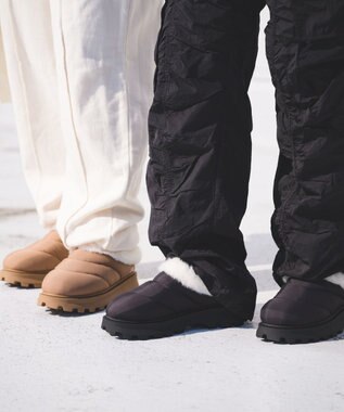 STEVE MADDEN FIRE PLACE 厚底キルティングファーシューズ ブラック