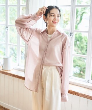 WEGO 【シワになりにくい/手洗い可】シアーBIGシャツ ライトピンク