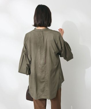 CRAFT STANDARD BOUTIQUE インド綿混パフスリーブシャツ Khaki