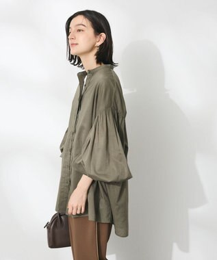 CRAFT STANDARD BOUTIQUE インド綿混パフスリーブシャツ Khaki