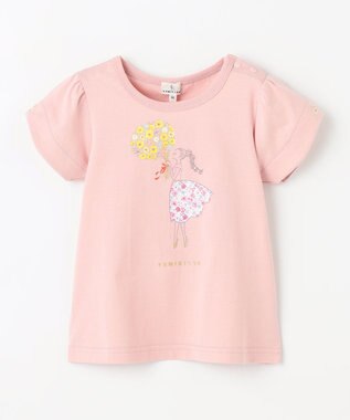 組曲 KIDS 【80-100㎝】ひまわりブーケ Tシャツ ピンク