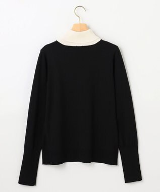 組曲 【WEB限定色あり】ELENA タートルネック ニット ブラック×オフ系1