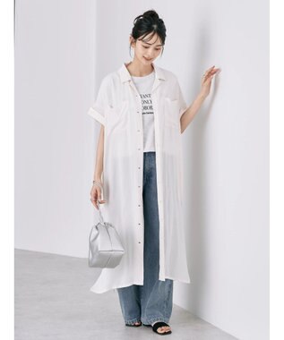 AMERICAN HOLIC 楊柳Ｗポケット開襟ワンピース Ivory