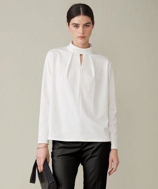 ICB L 【洗える】シャイニースムース ハイネックカットソー オフホワイト系