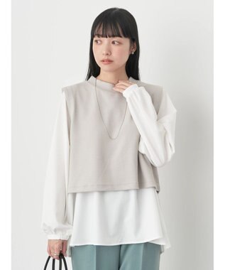 earth music&ecology ＳＥＴ２点ベスト＋バックプリーツブラウス