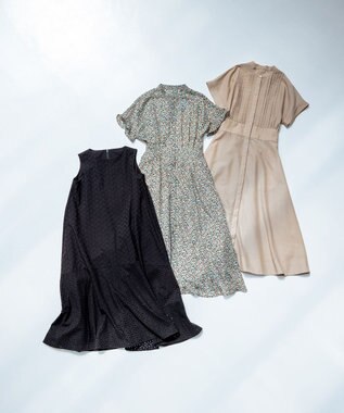 組曲 S 【洗える・ドライタッチ】シアーボイルフロントタック ワンピース ベージュ系