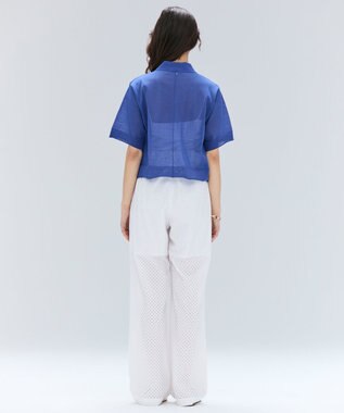 BEIGE， 【洗える・Oggi10月号掲載】MILANO / リネン混シアーポロカラーニット Blue