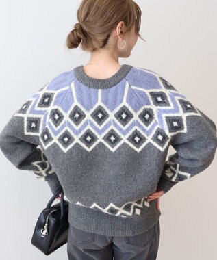 AMERICAN HOLIC フェアアイル柄ニットプルオーバー Gray Mixture