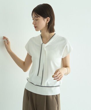 YECCA VECCA 【UVカット】配色ボウタイニット