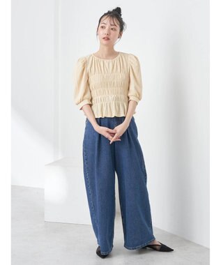 earth music&ecology ポコポコシャーリングトップス Yellow