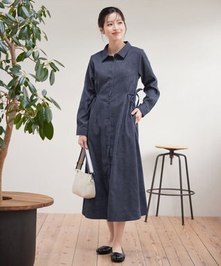 Tiaclasse 【洗える】コーデュロイサイドリボンワンピース