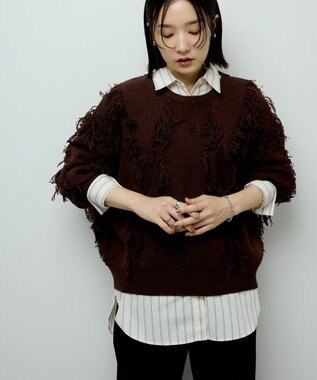 Green Parks フリンジニットプルオーバー Brown