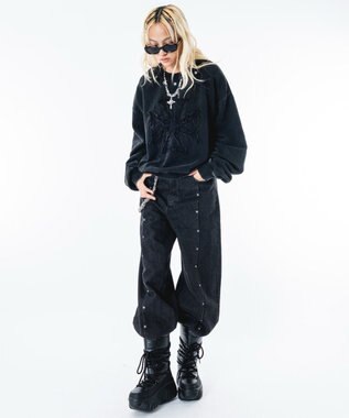 WEGO 【ユニセックス着用ITEM】ブリーチハトメロゴプルオーバー ブラックその他