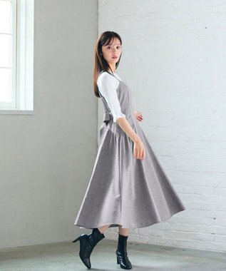 Feroux バッグリボン ジャンパースカート ライトグレー系