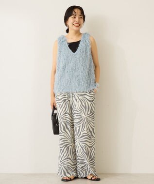 AMERICAN HOLIC 【前後2way】サイドスリットシャギーベスト Grayish Blue