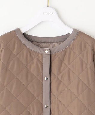 ANY SIS S 【洗える】レディトリミングキルト ブルゾン モカ