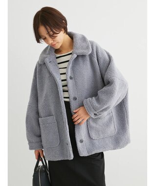 Green Parks 衿付きボアブルゾン Blue