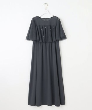 ANY SIS 【Lily Calin】ラッフルチュールフェイクパール ドレス スレート