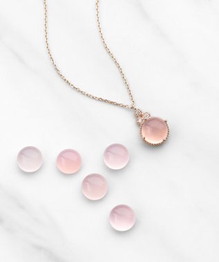 TOCCA 【WEB限定】BLOOMING BUD K10 NECKLACE K10 天然石カボションカット ダイヤモンド ネックレス ピンク系