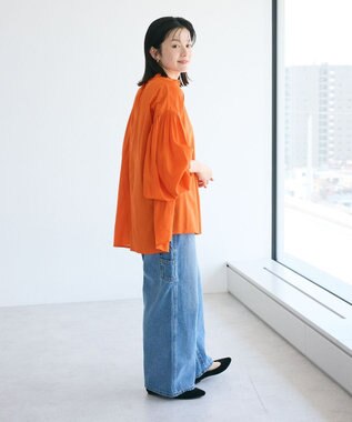 CRAFT STANDARD BOUTIQUE インド綿混パフスリーブシャツ Orange