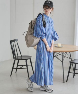 WEGO 【ANGIE VINTAGE】ボリュームスリーブ バンドカラー シャツワンピース 柄5