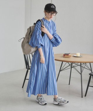 WEGO 【ANGIE VINTAGE】ボリュームスリーブ バンドカラー シャツワンピース 柄5