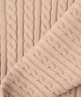 ANY L 【洗濯機可】クロップド丈ケーブルニット ベージュ
